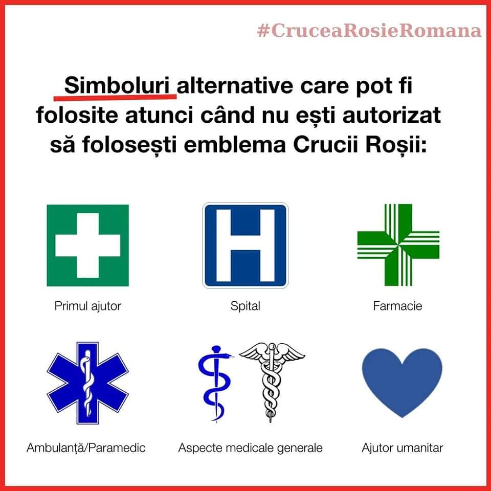 Simboluri alternative care pot fi folosite atunci când nu ești autorizat să folosești emblema Crucii Roșii!